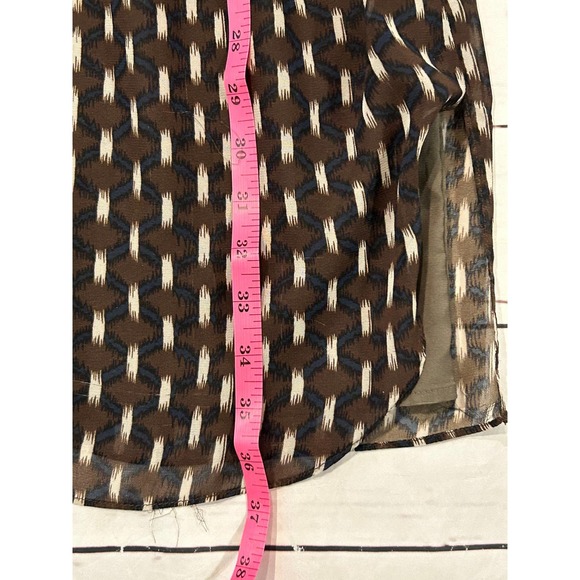 MM Couture by Miss Me Brown Geometric Diamond Print Sheer Back - Picture 7 of 8